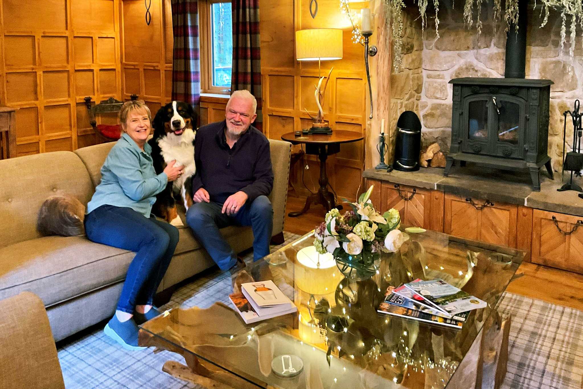 Visitors relaxing in guest lounge of B&B