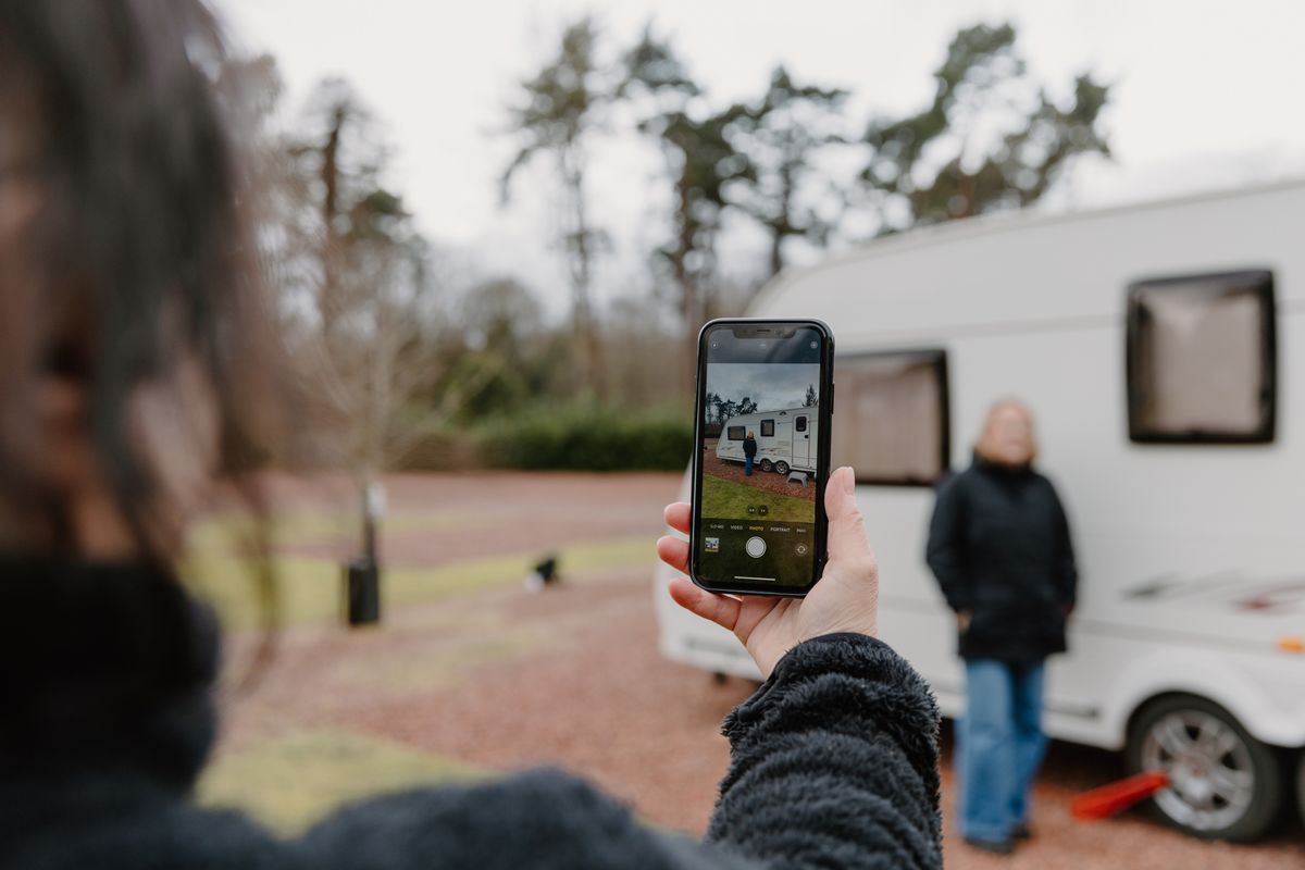 Taking pictures at LothianBridge Caravan Park, Midlothian