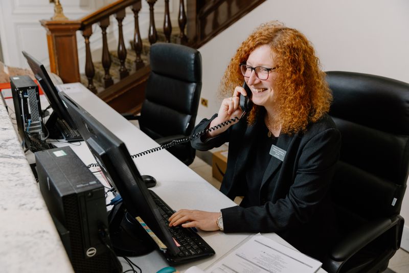 Dealing with a phone enquiry at reception